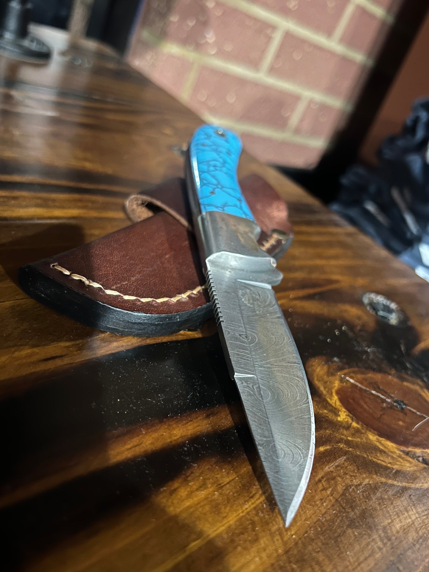 Turquoise & Damascus Knife