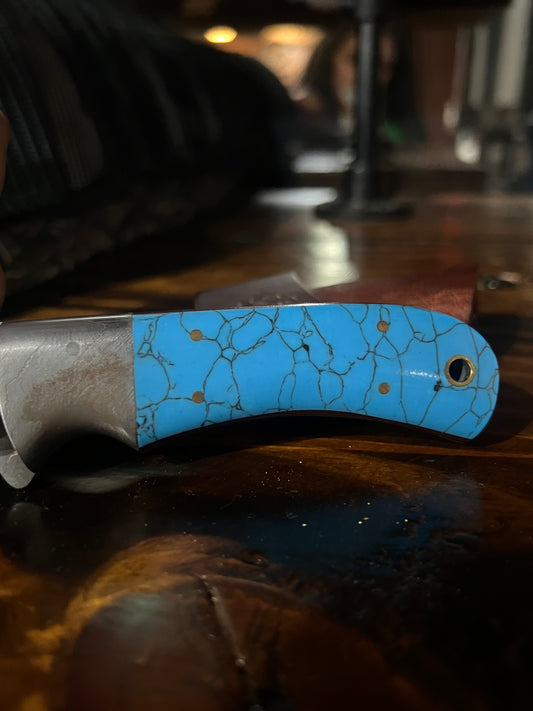 Turquoise & Damascus Knife