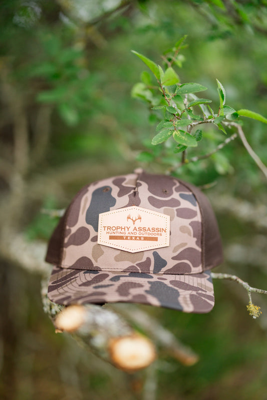 Bark Duck Camo Leather Patch Cap