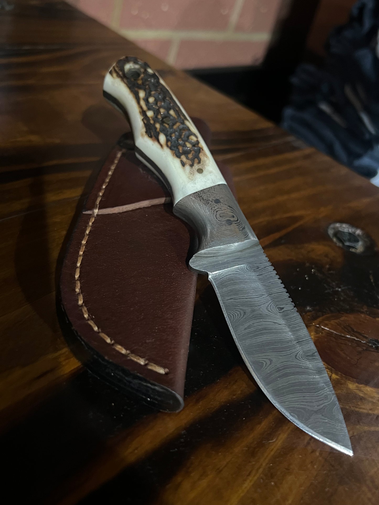 Stag Antler & Damascus Steel Knife