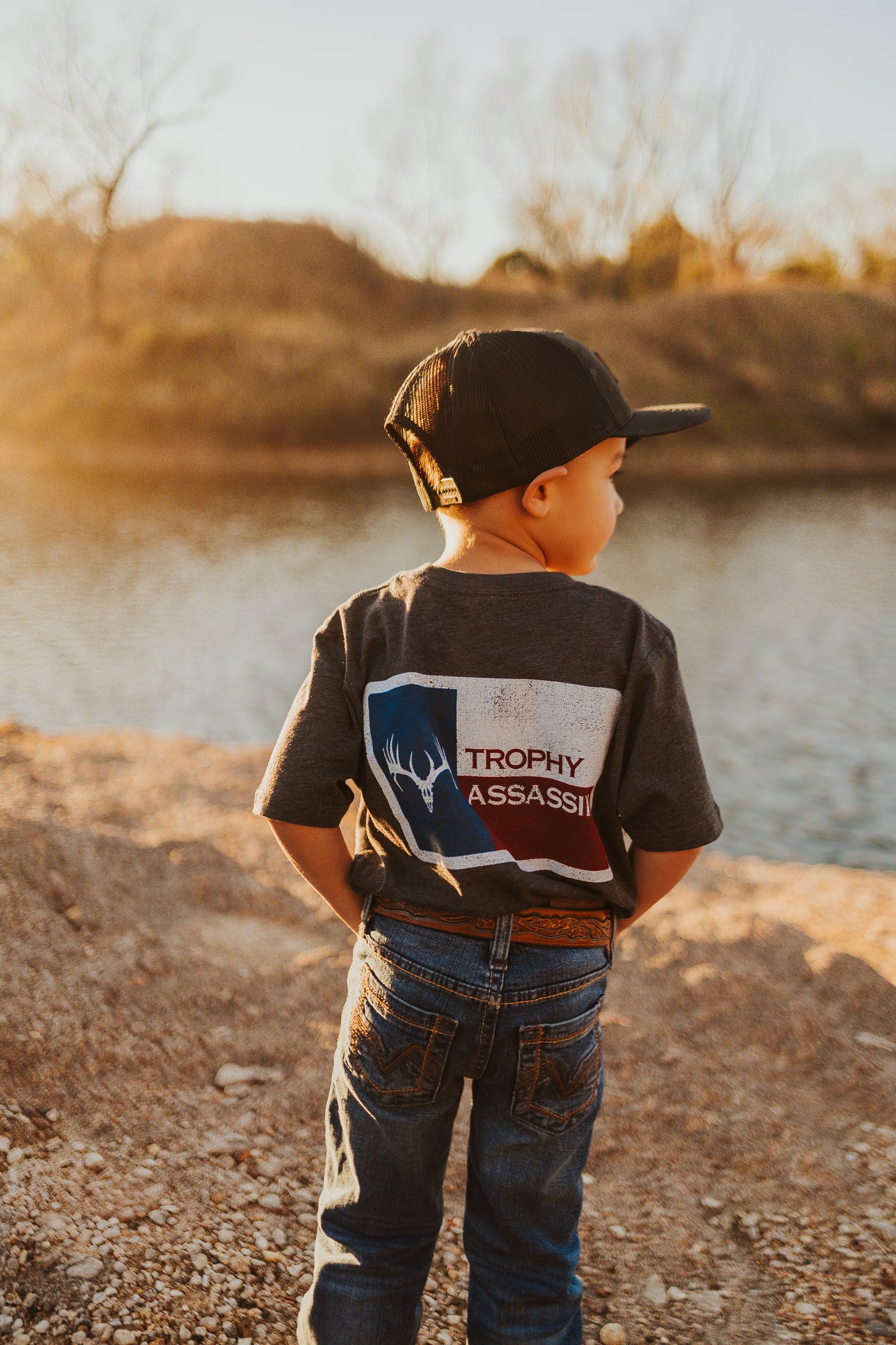 Youth Tee Heather Charcoal Texas Flag