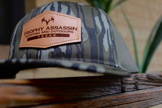 Bottomland Camo Leather Patch Cap