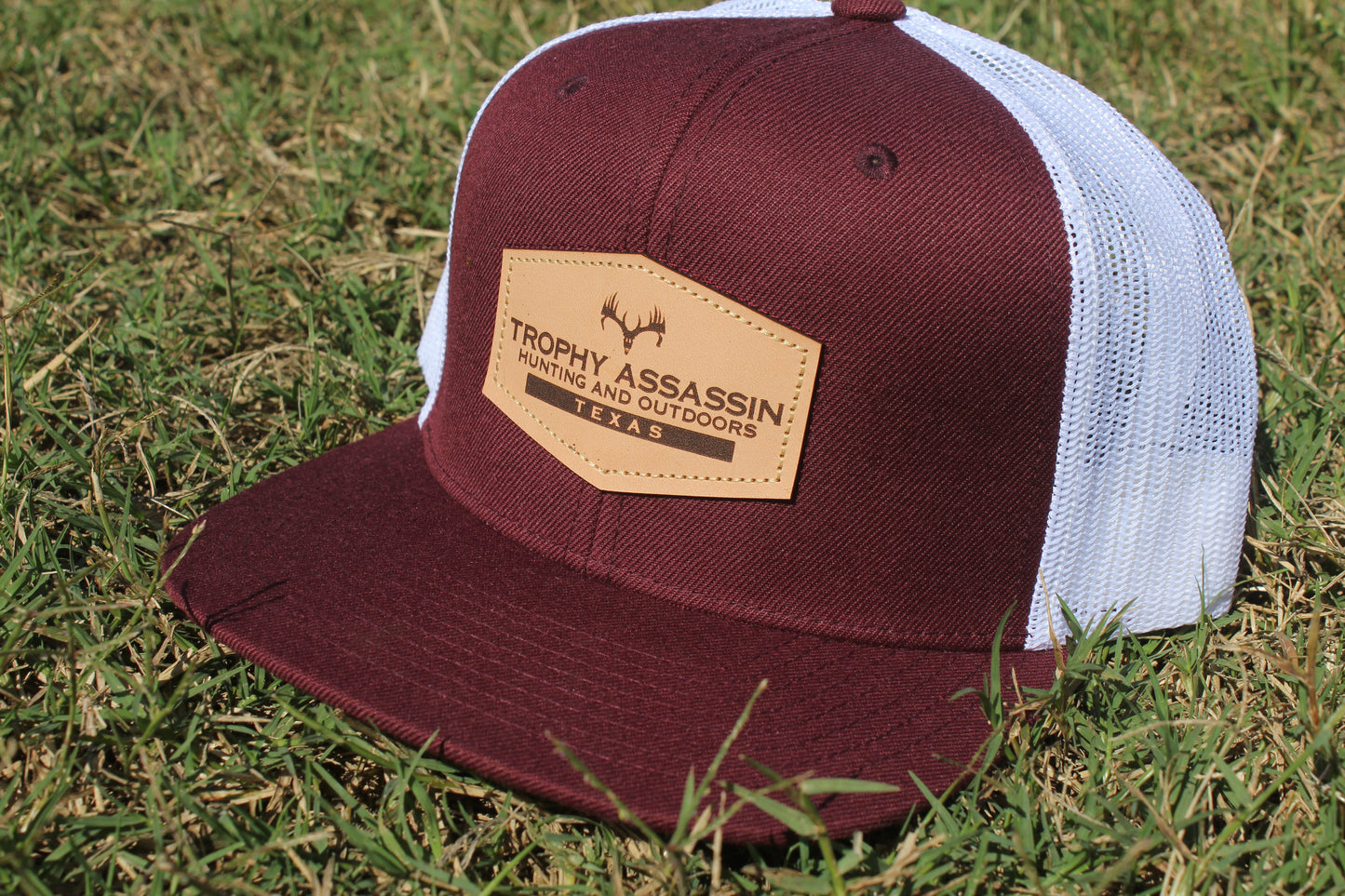 Maroon Leather Patch Flatbill