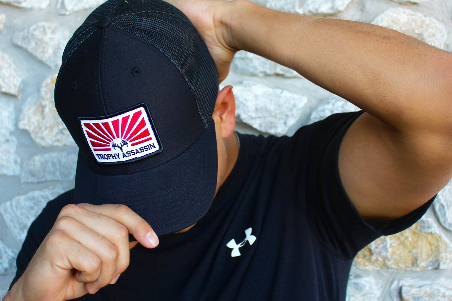 Black Red Sunset Patch Cap