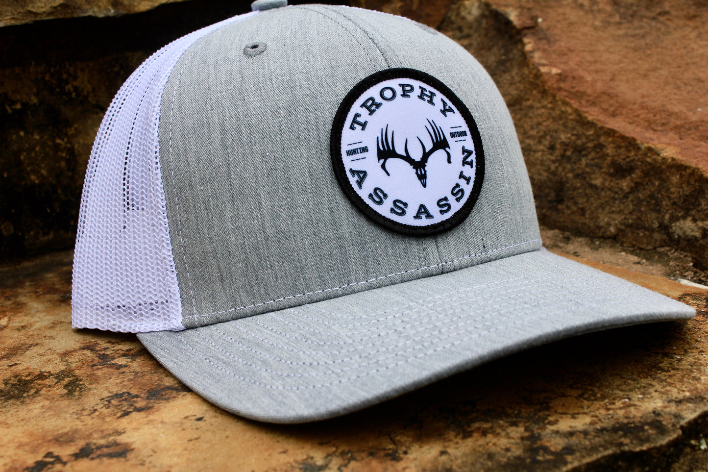 Heather Gray & White Circle Patch Cap