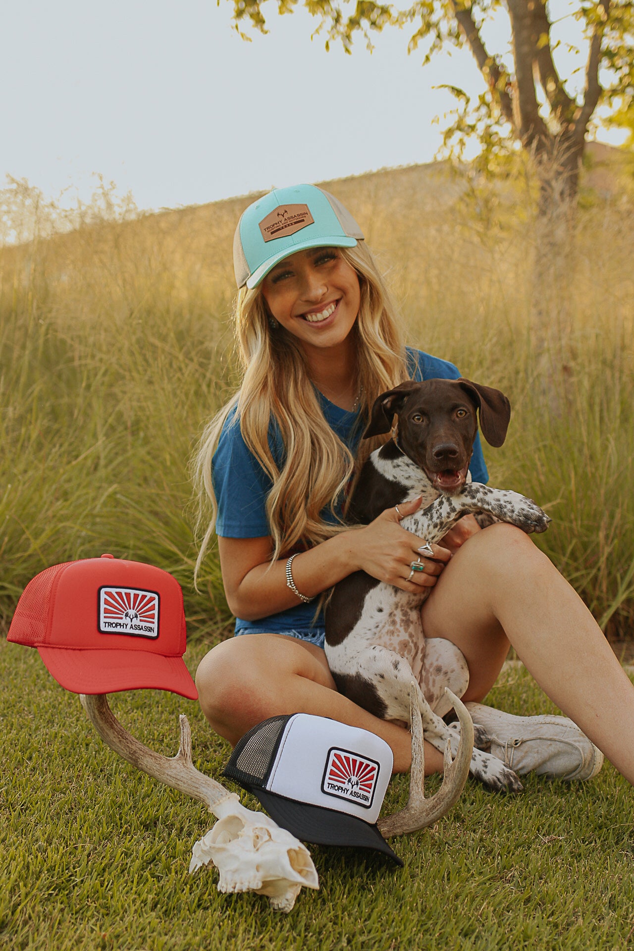 Aruba Blue & Birch Leather Patch Cap