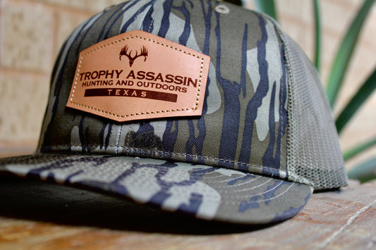 Bottomland Camo Leather Patch Cap