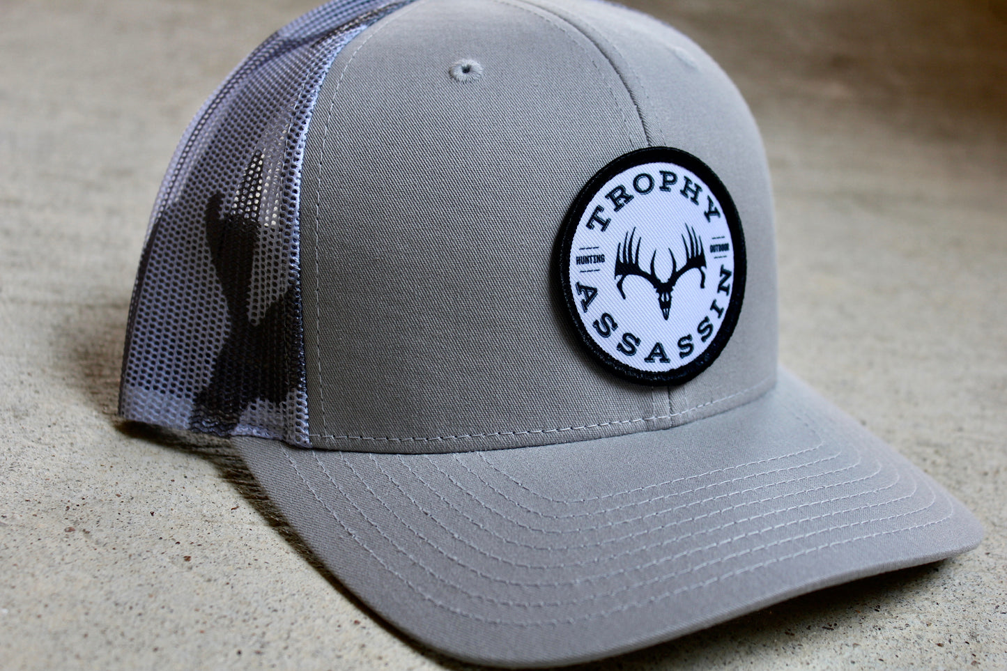 Gray & Gray Camo Circle Patch Cap