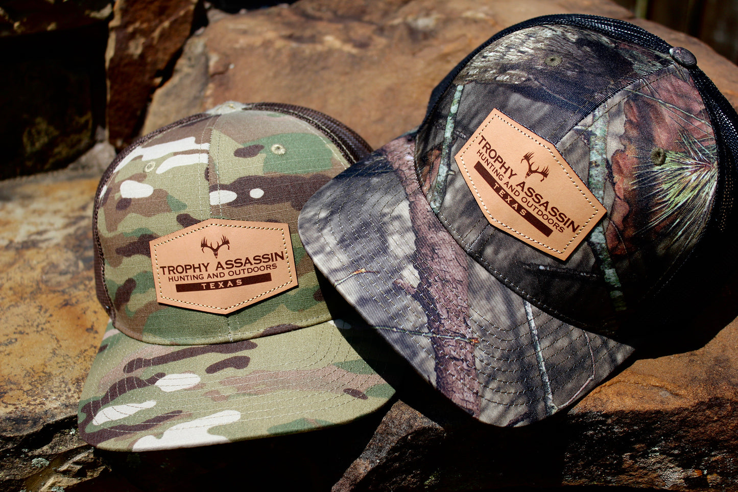 Camo & Coyote Brown Leather Patch Cap