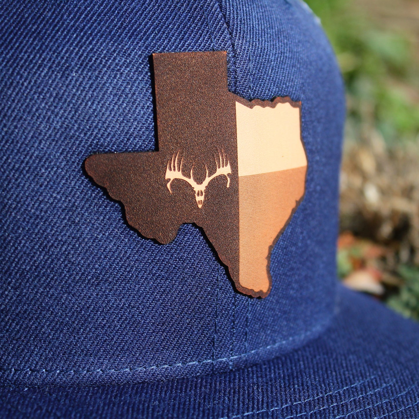 Navy & White Leather Texas Patch Flatbill Cap