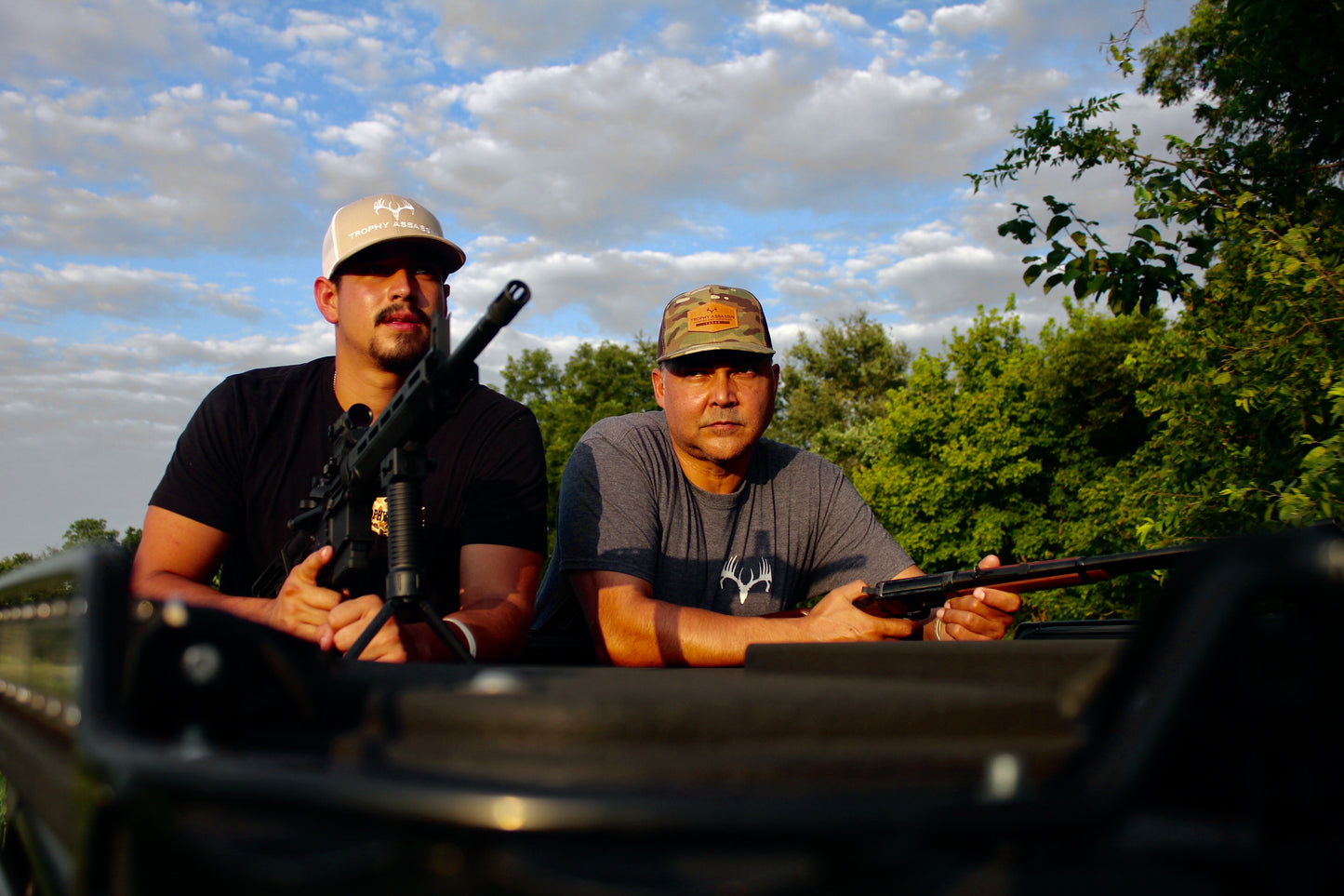 Tan & White Middle Buck Cap