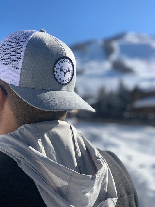 Heather Gray & White Circle Patch Cap