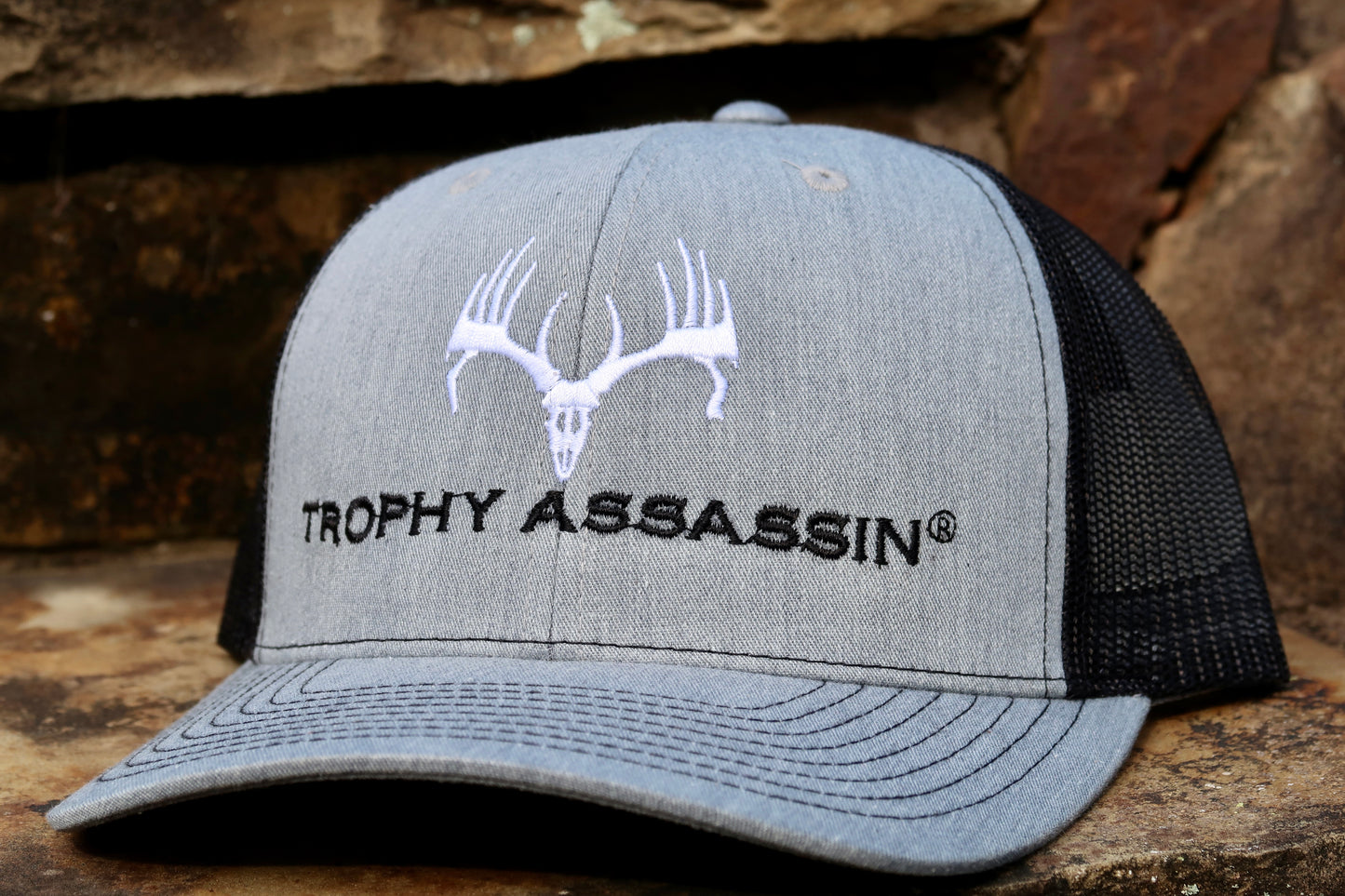 Heather Gray & Black Middle Logo w/ White Buck Cap