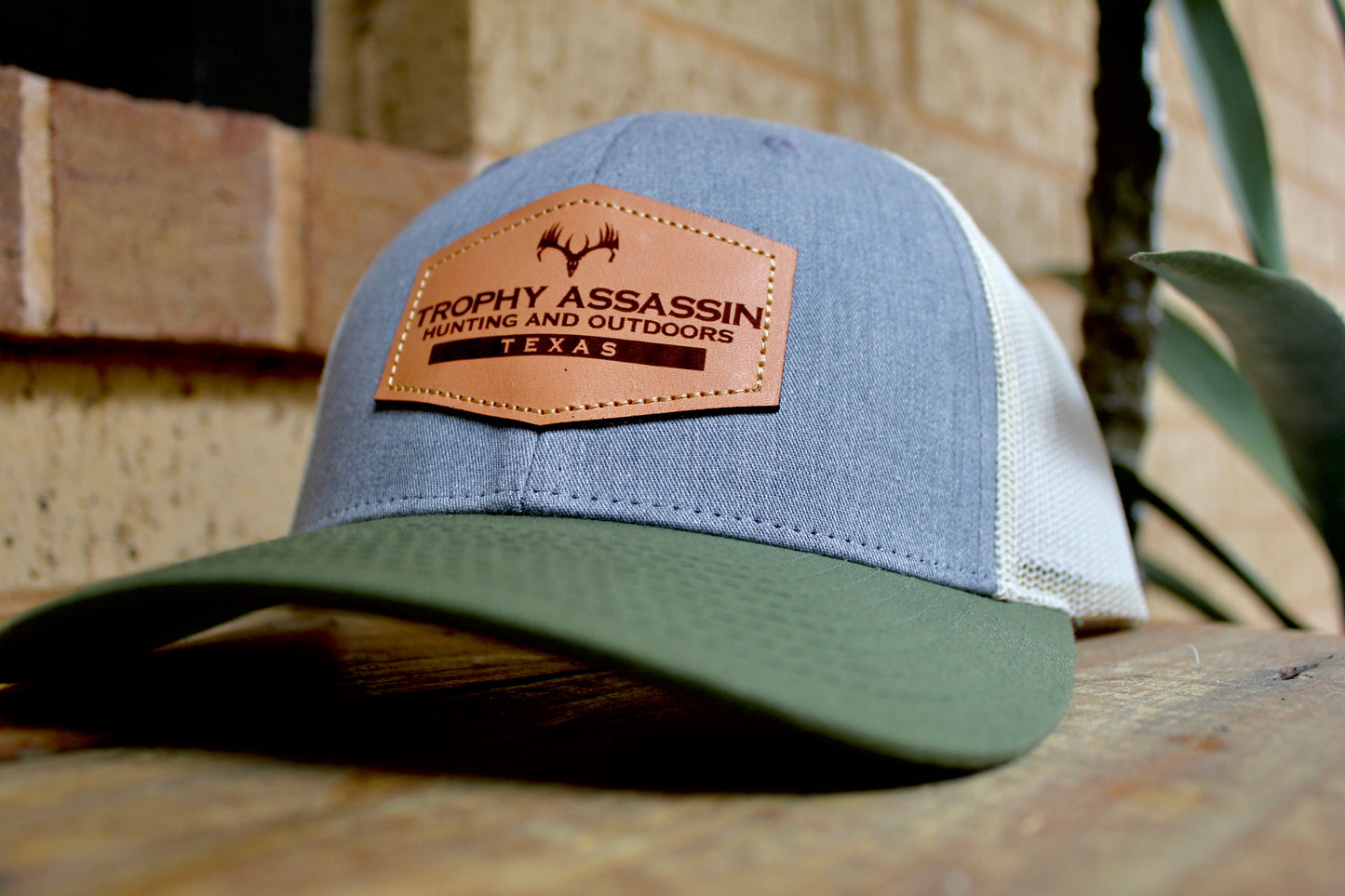 Heather, Green & Birch Leather Patch Cap