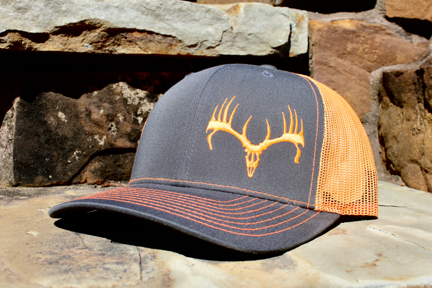 Charcoal & Neon Orange Buck Cap