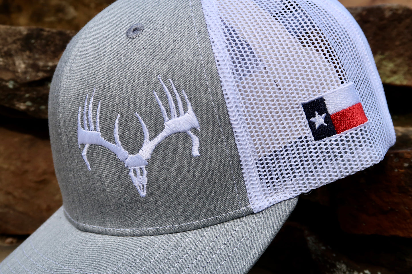 Heather Gray & White Buck Cap w/ Texas Patch