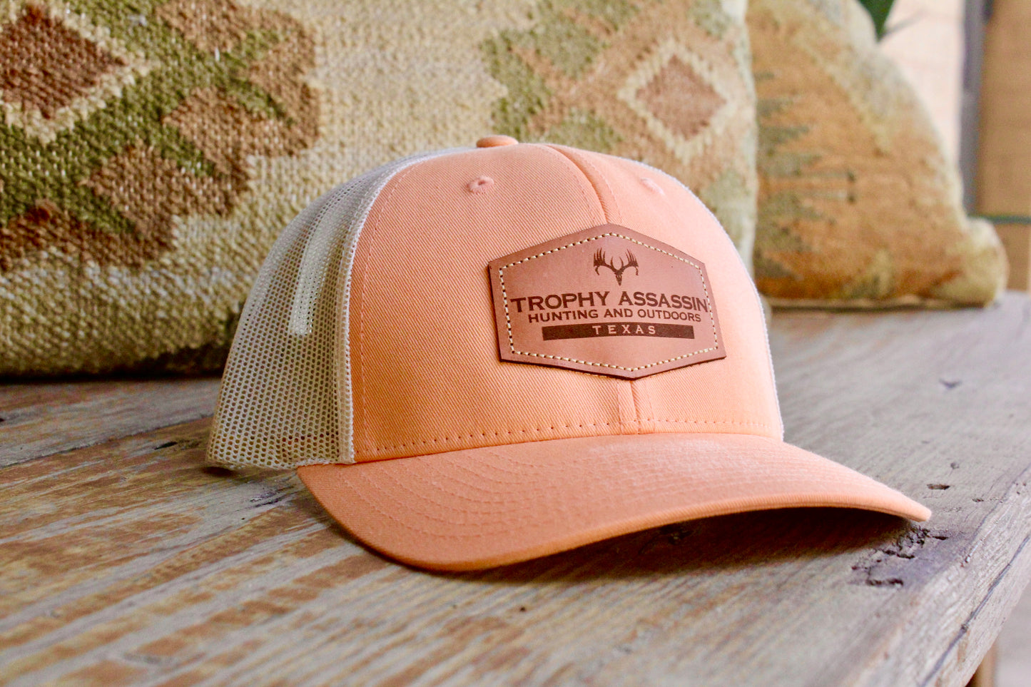 Coral & Birch Leather Patch Cap