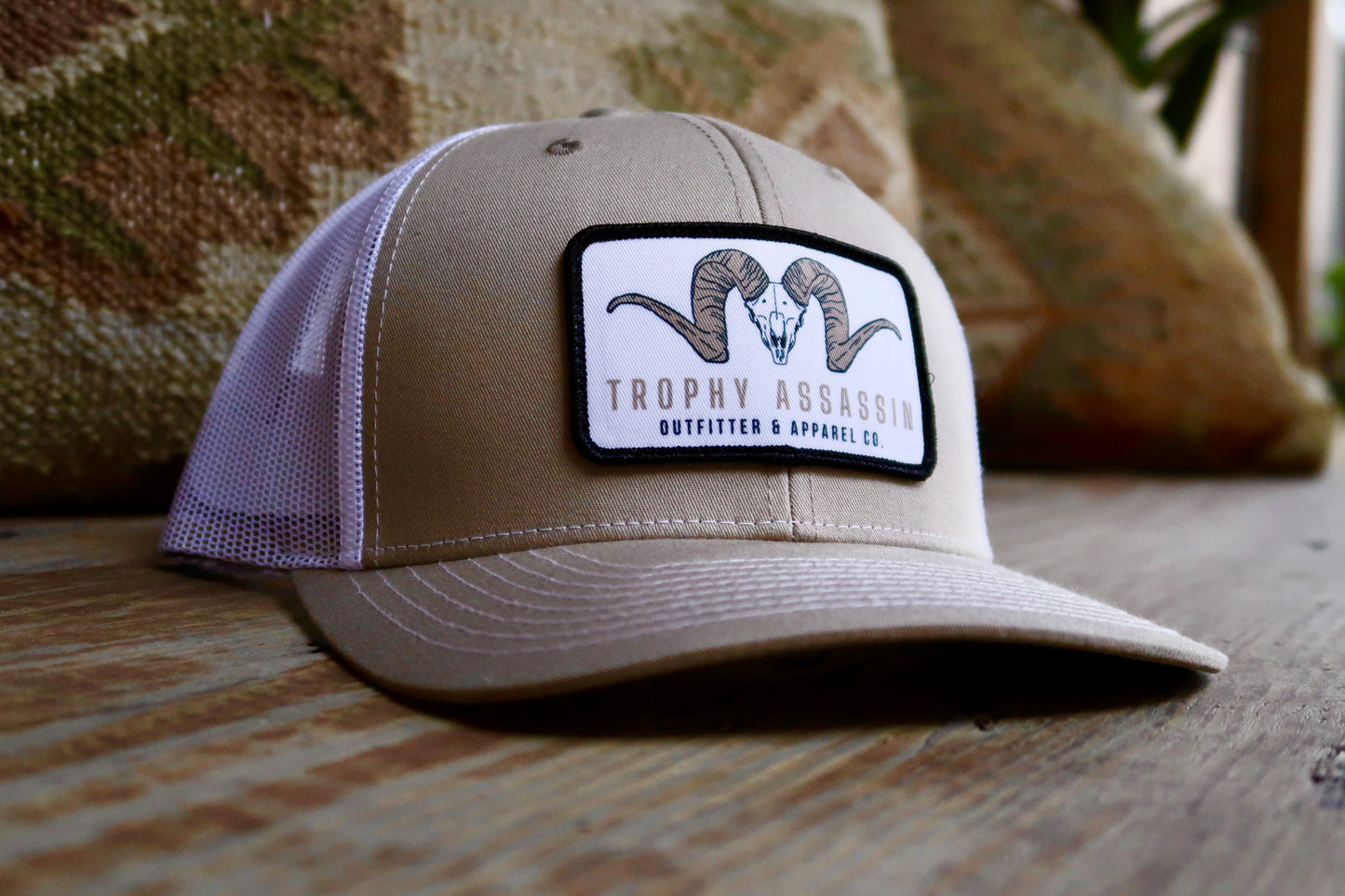 Khaki & White Ram Patch Cap