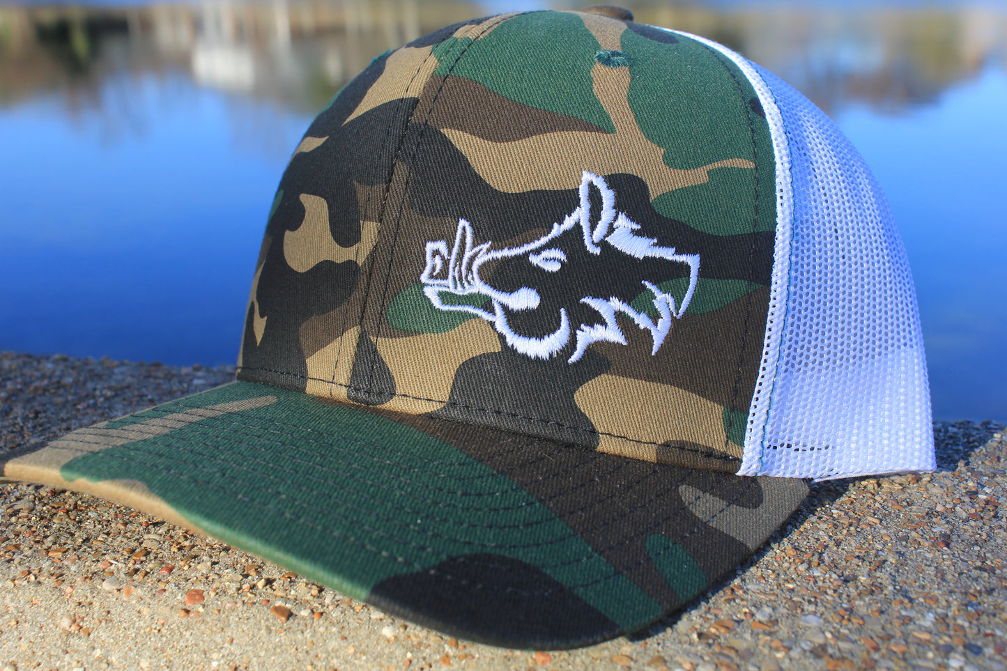 Camo & White Hog Cap