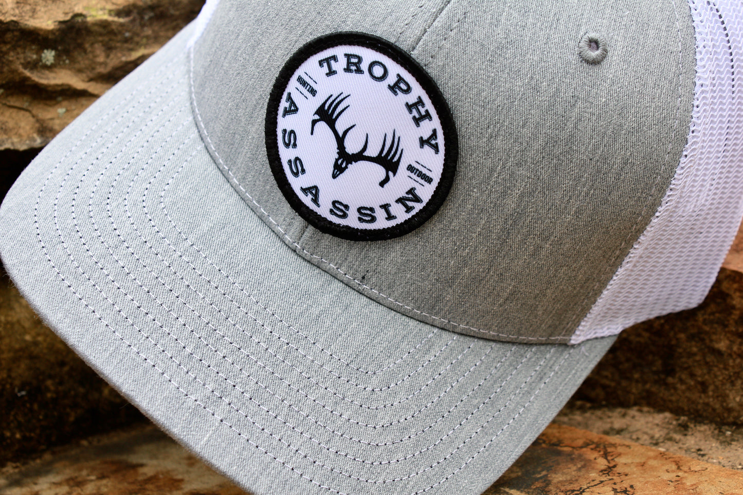 Heather Gray & White Circle Patch Cap