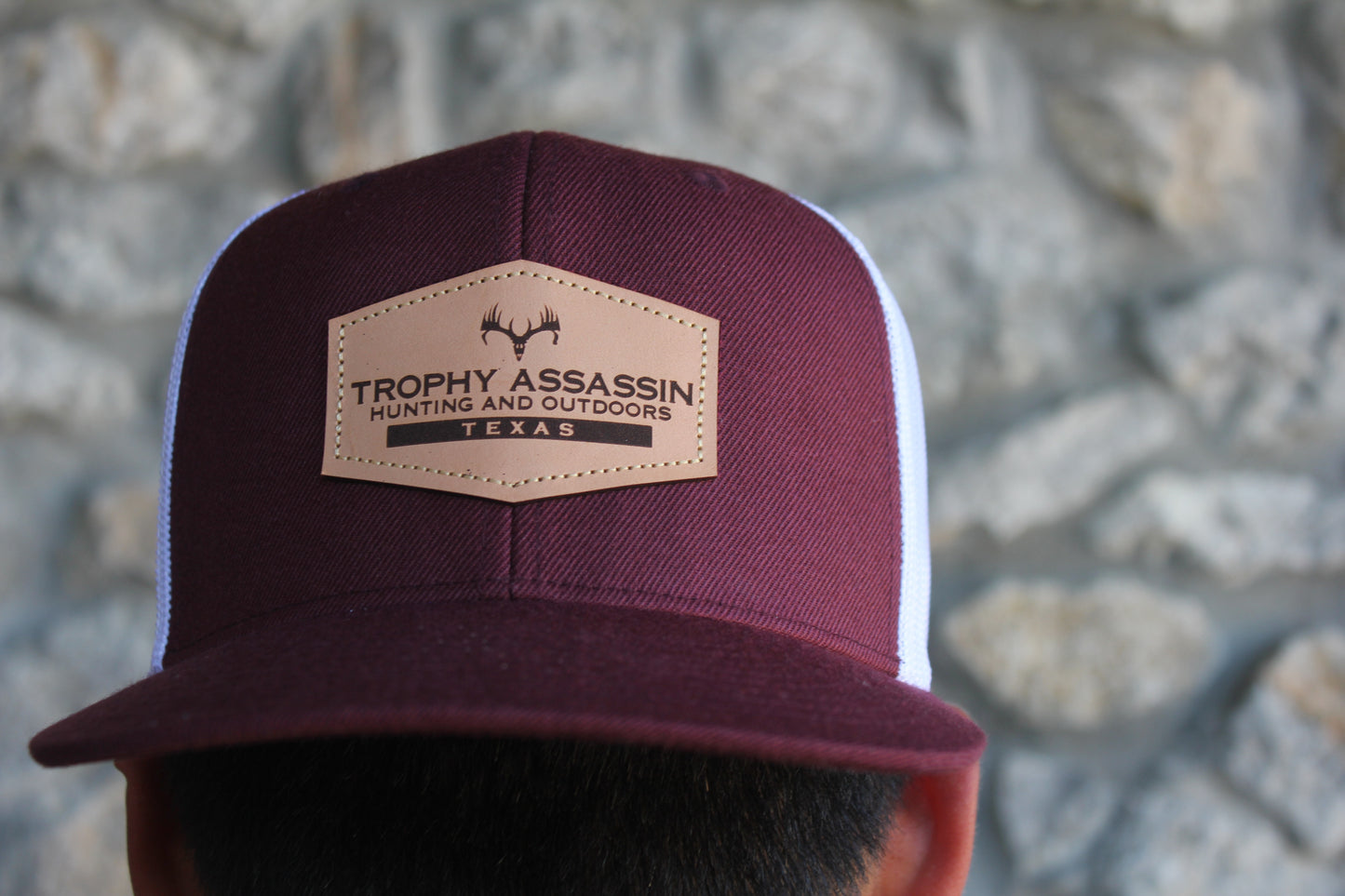 Maroon Leather Patch Flatbill