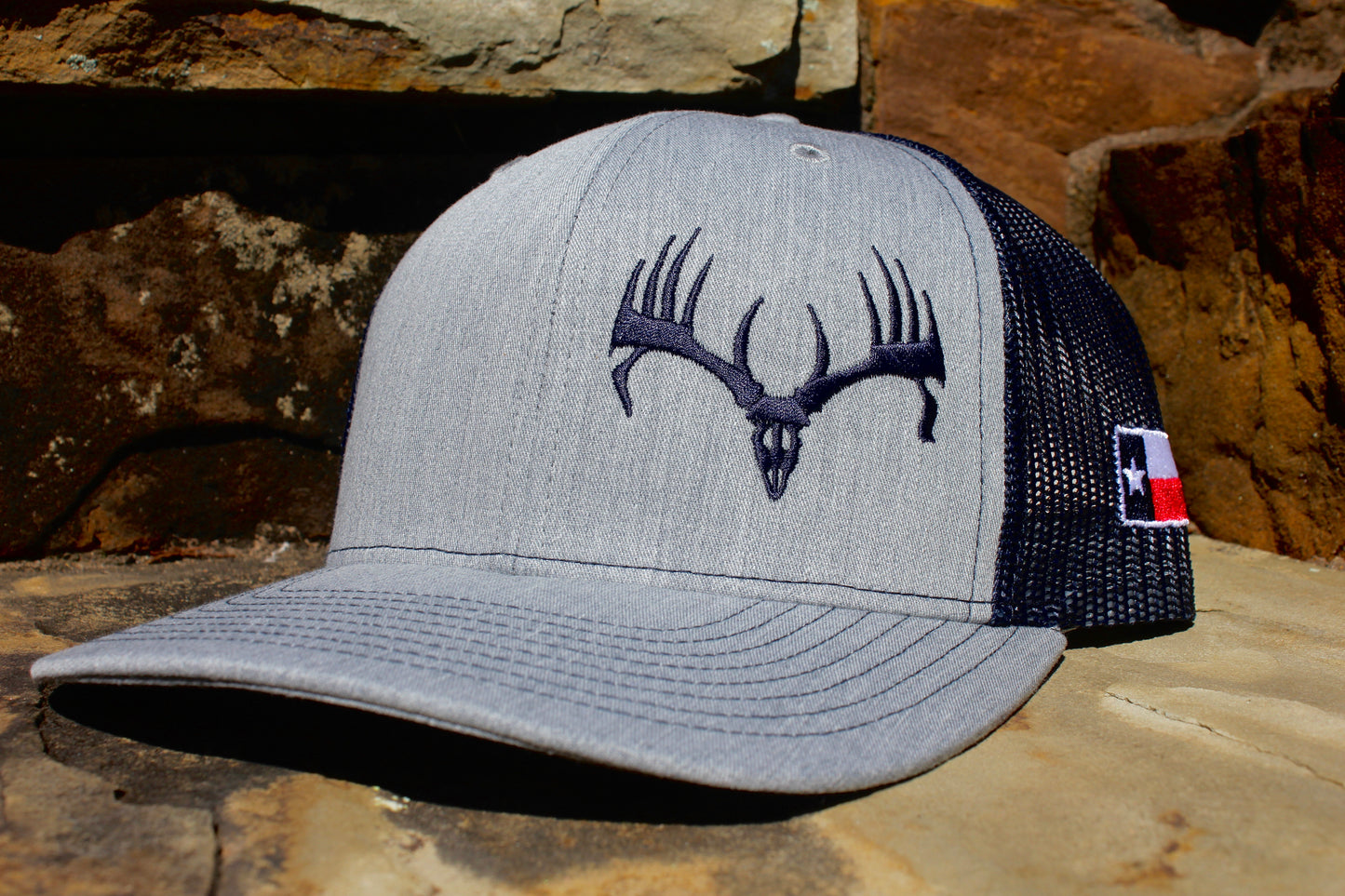 Heather Gray & Navy Buck Cap w/ Texas Patch