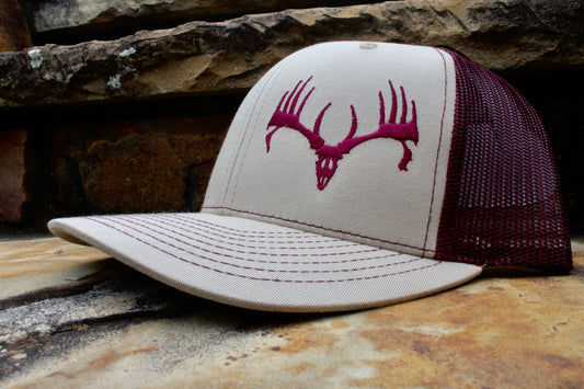 Khaki & Burgundy Buck Cap