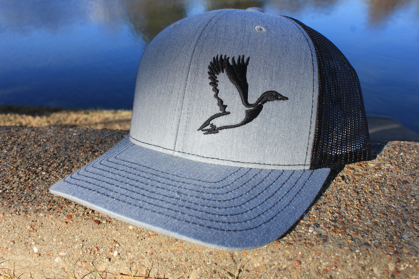 Heather Gray & Black Duck Cap