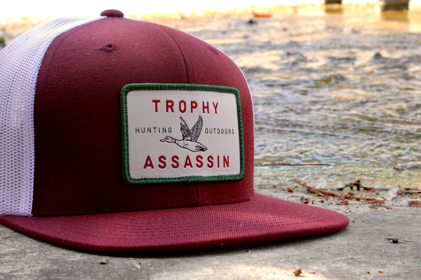 Maroon & White Flying Duck Flatbill Cap