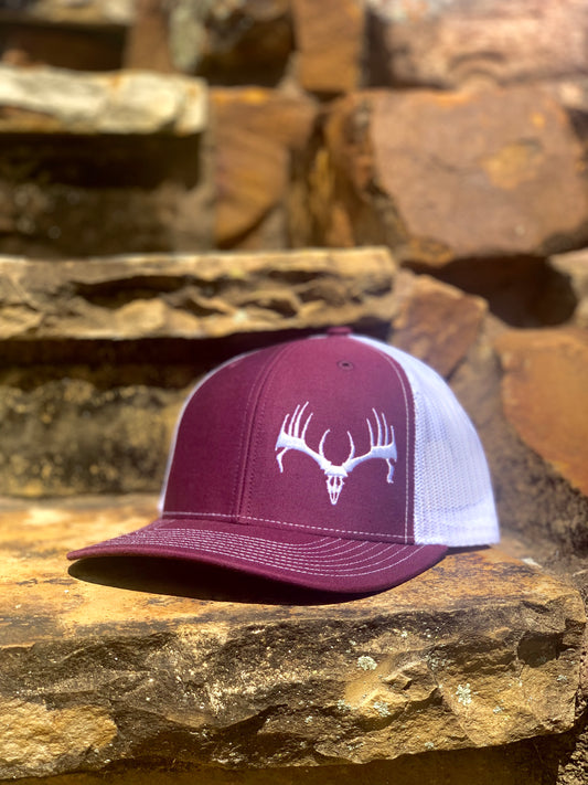 Maroon & White Buck Cap