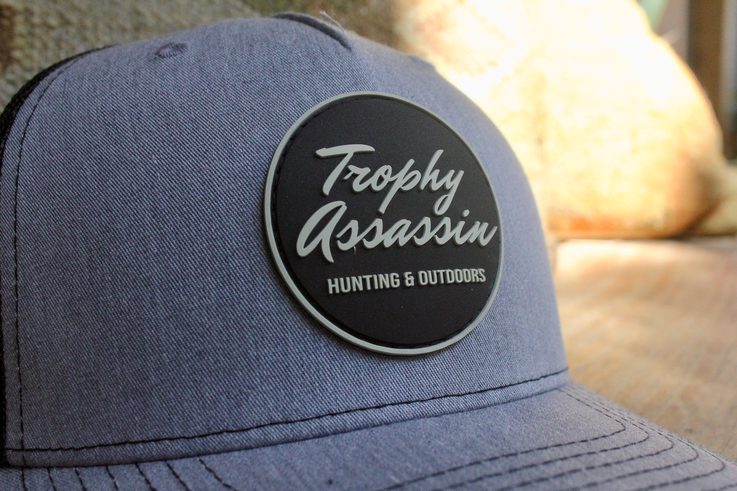 Heather Gray & Black Rubber Patch Cap