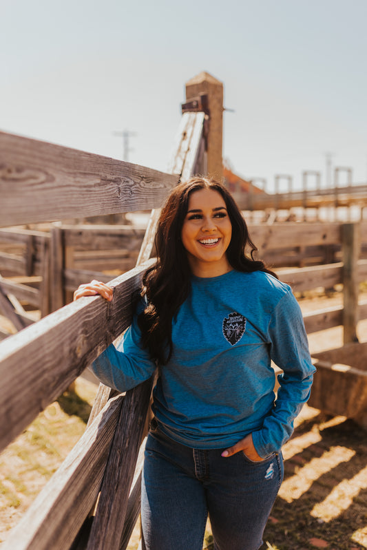 Long Sleeve Heather Blue Arrowhead Shirt