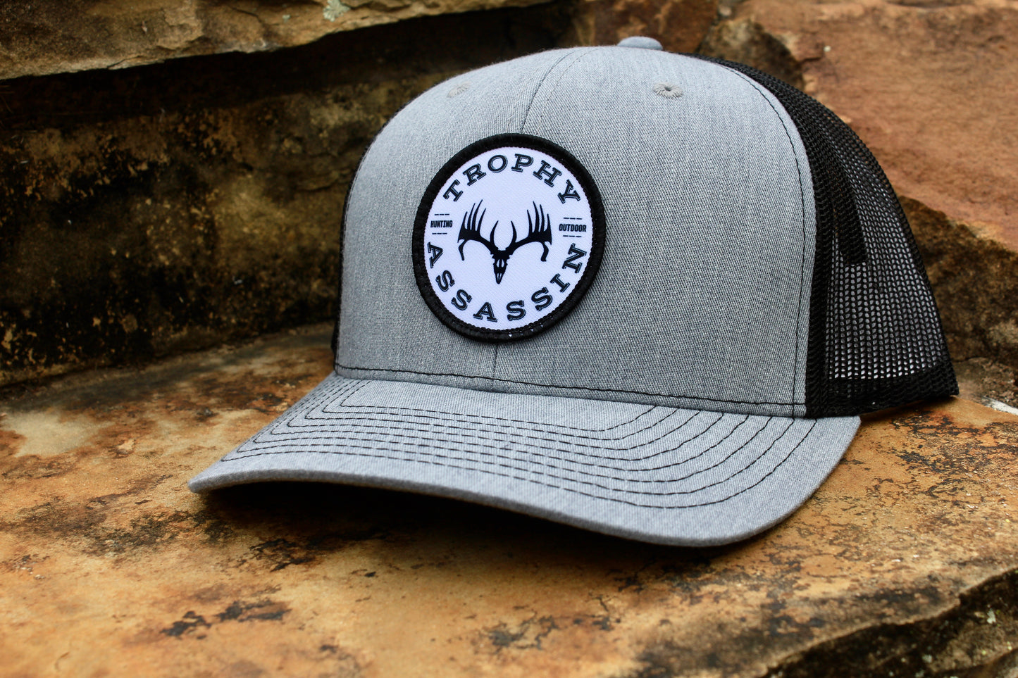 Heather Gray & Black Circle Patch Cap