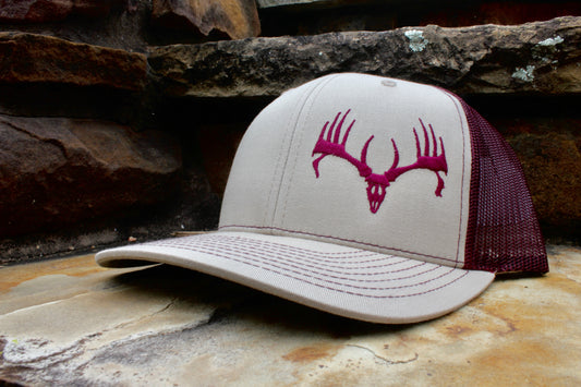 Khaki & Burgundy Buck Cap