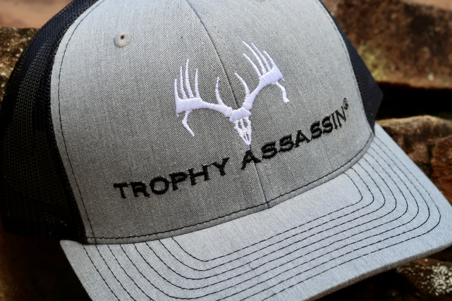 Heather Gray & Black Middle Logo w/ White Buck Cap