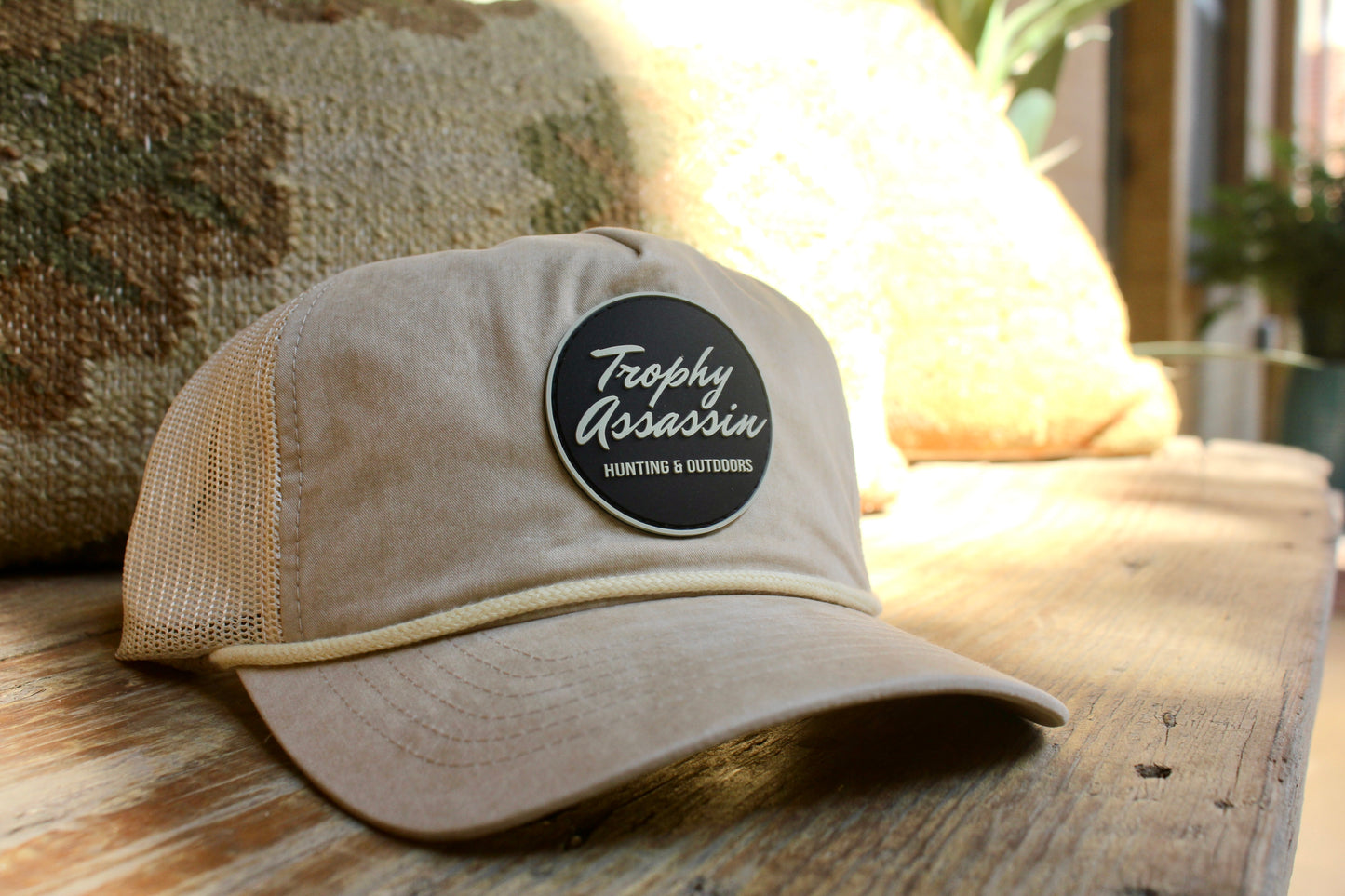 Khaki Rope Cap w/ Rubber Patch