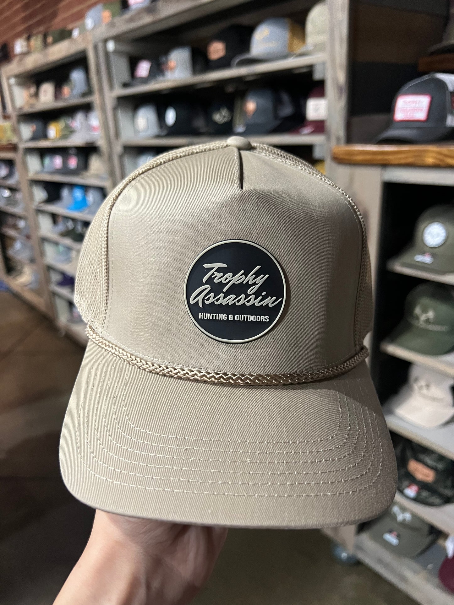 Khaki Rope Cap With Cursive Patch