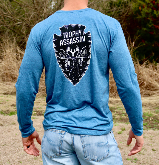 Long Sleeve Heather Blue Arrowhead Shirt